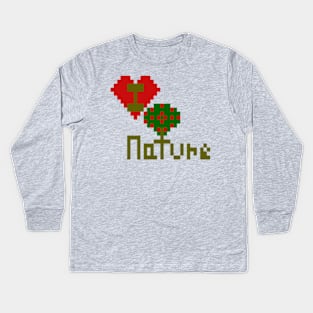 I Love Nature Pixelart Kids Long Sleeve T-Shirt